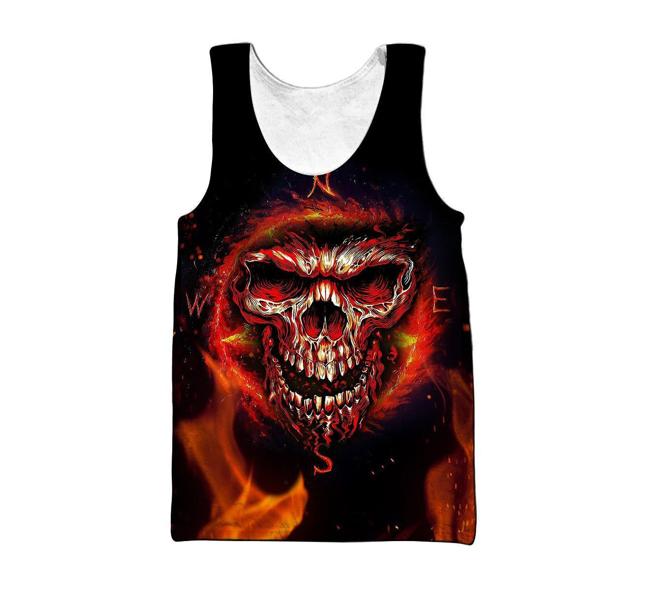 Angry Skulls On Fire Art Hoodie For Men And Women