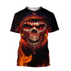 Angry Skulls On Fire Art Hoodie For Men And Women