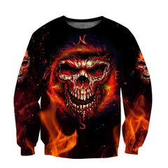 Angry Skulls On Fire Art Hoodie For Men And Women