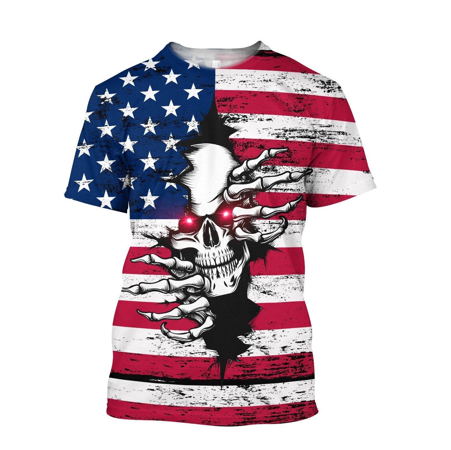 American Red Eyes Skull Hoodie For Men And Women