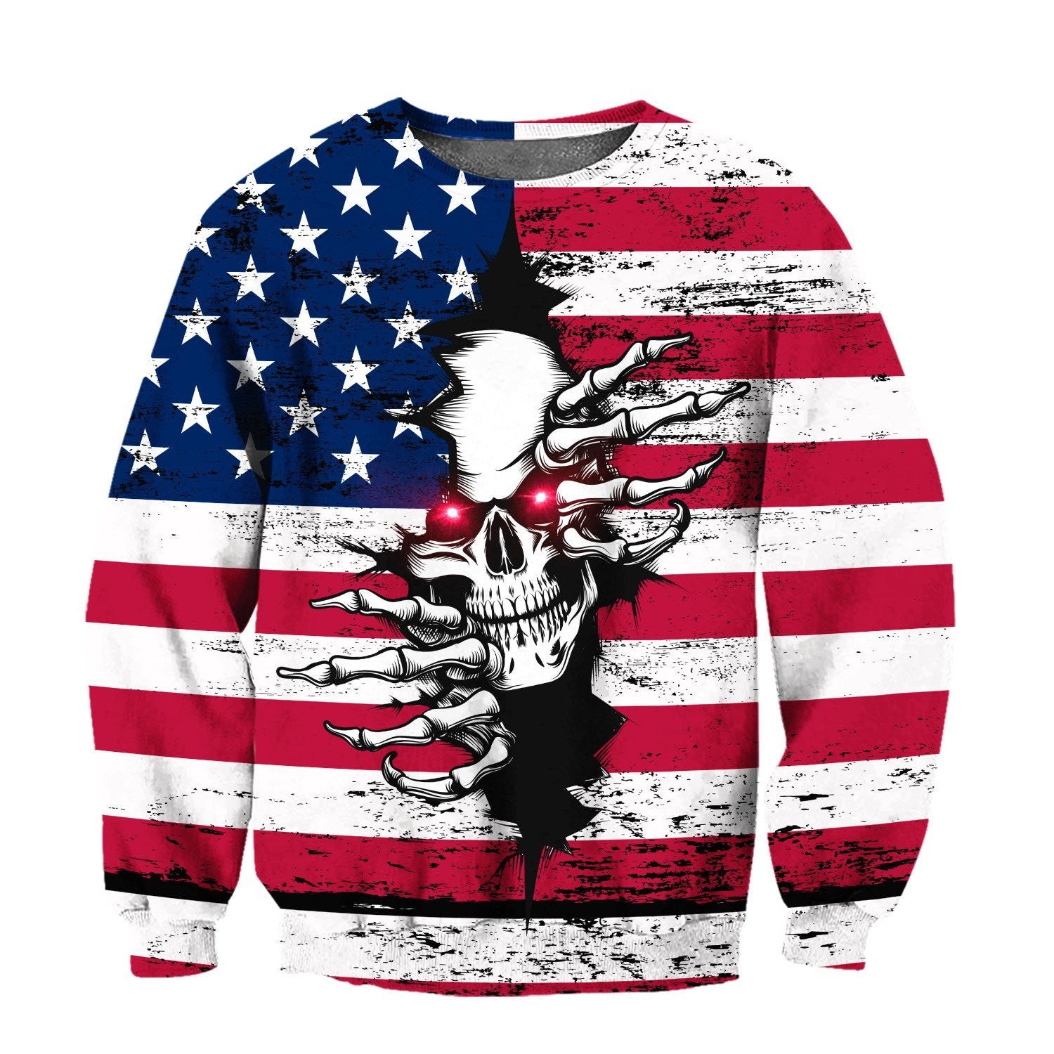 American Red Eyes Skull Hoodie For Men And Women