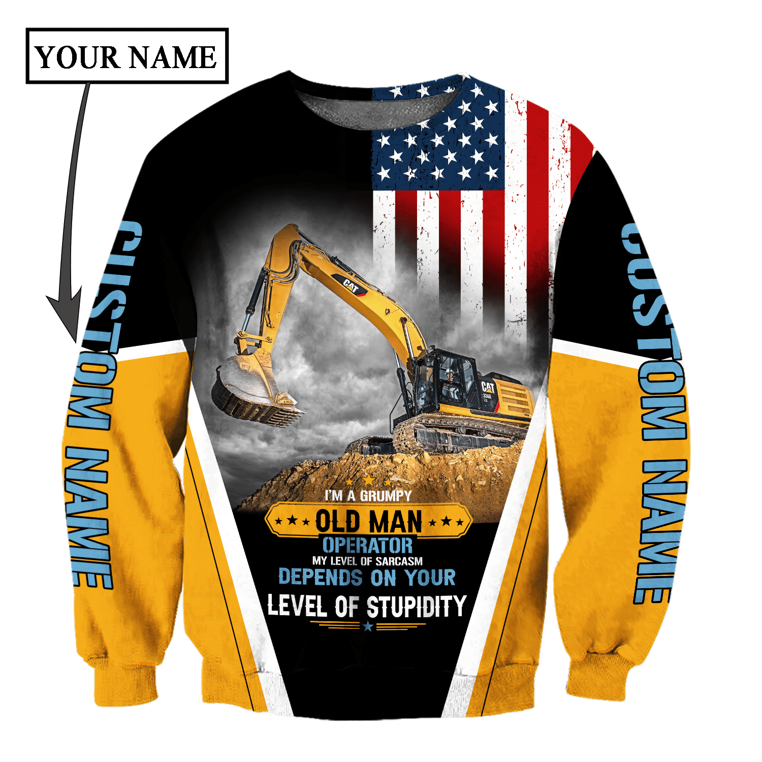 Excavator Unisex Shirts Custom Name Hoodie 3D All Over Printed