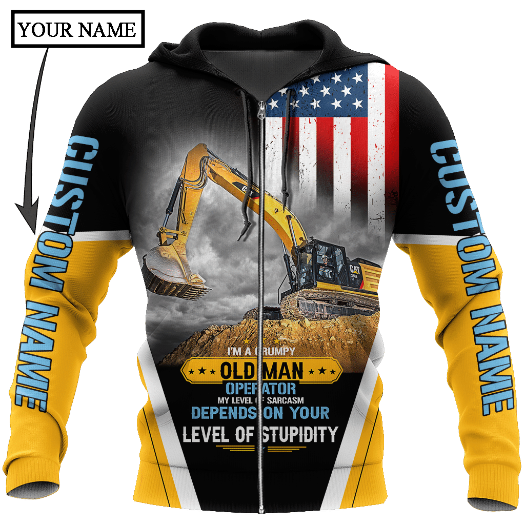 Excavator Unisex Shirts Custom Name Hoodie 3D All Over Printed