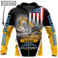 Excavator Unisex Shirts Custom Name Hoodie 3D All Over Printed