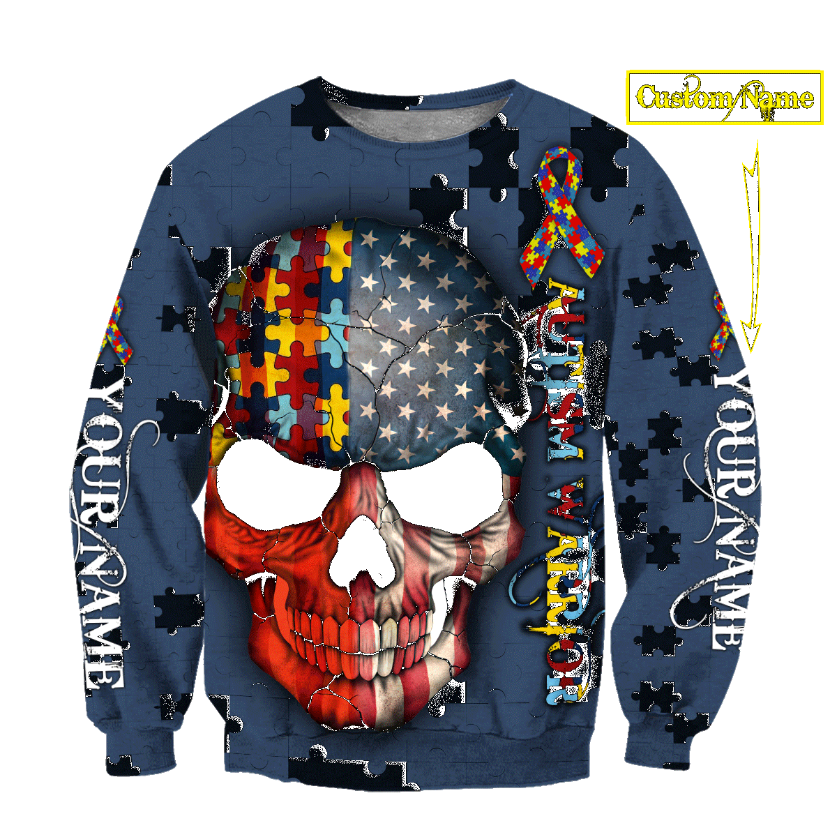 Autism Awareness Unisex Shirts Custom Name Hoodie 3D All Over Printed