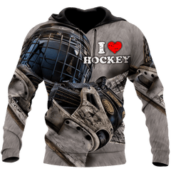 I Love Hockey Unisex Shirts Hoodie 3D All Over Printed