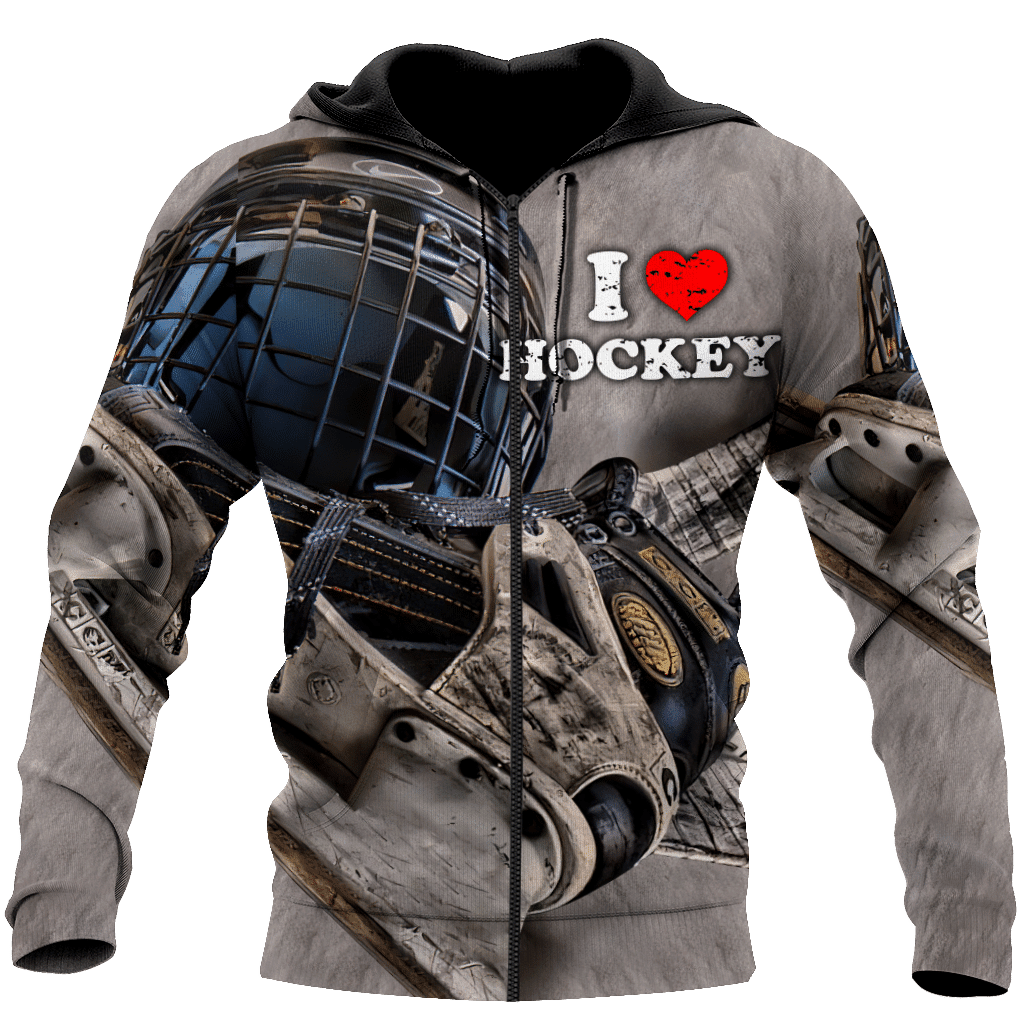 I Love Hockey Unisex Shirts Hoodie 3D All Over Printed