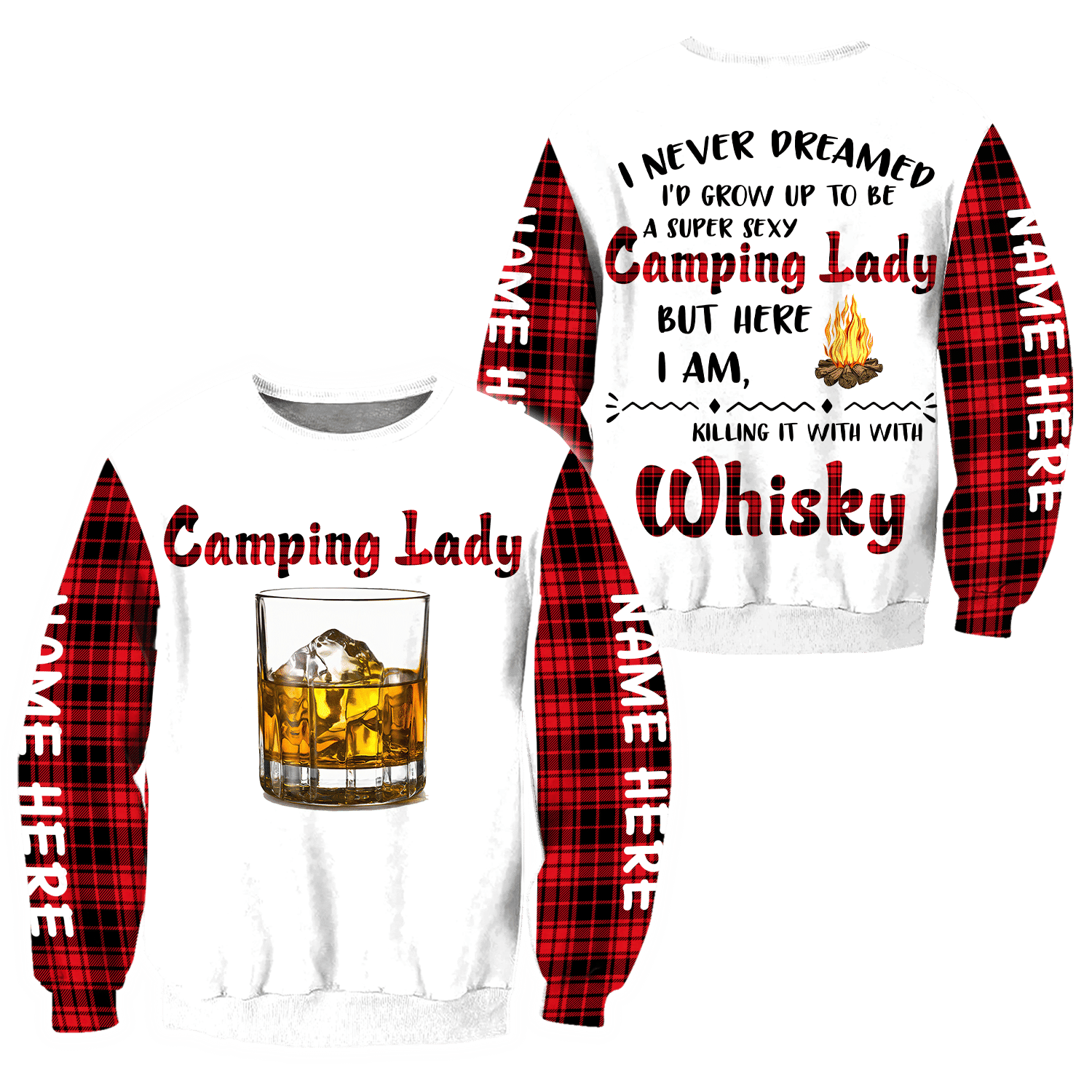 Camping Lady Unisex Shirts Custom Name Hoodie 3D All Over Printed