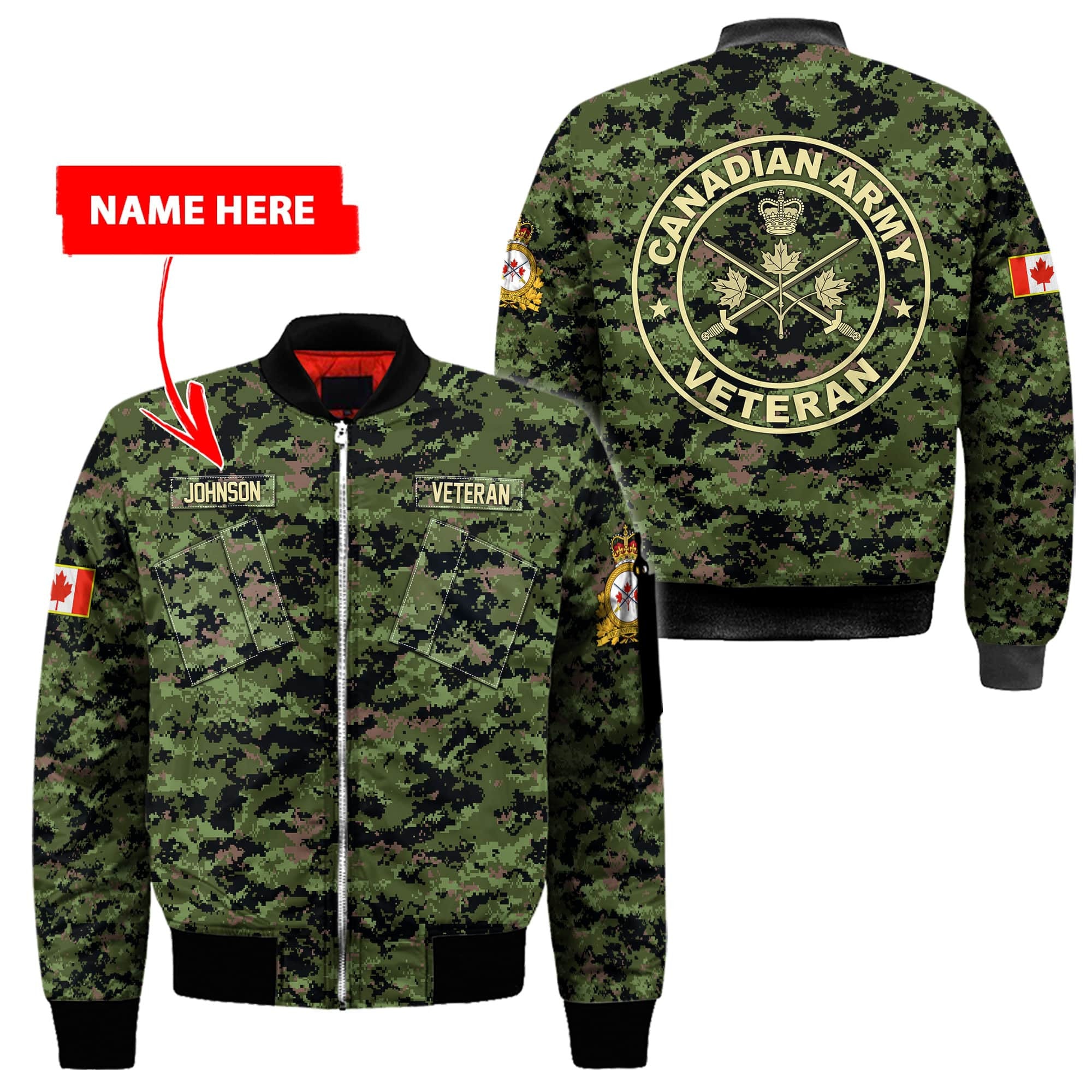 Custom Name Xt Canadian Army Veteran 3D Printed Shirts Hoodie