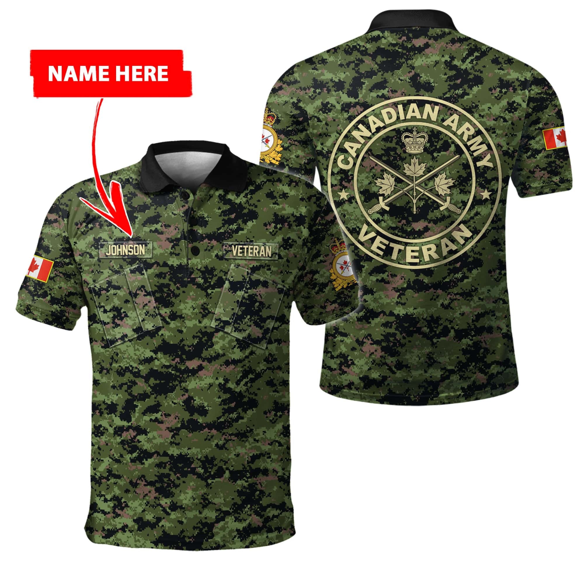 Custom Name Xt Canadian Army Veteran 3D Printed Shirts Hoodie