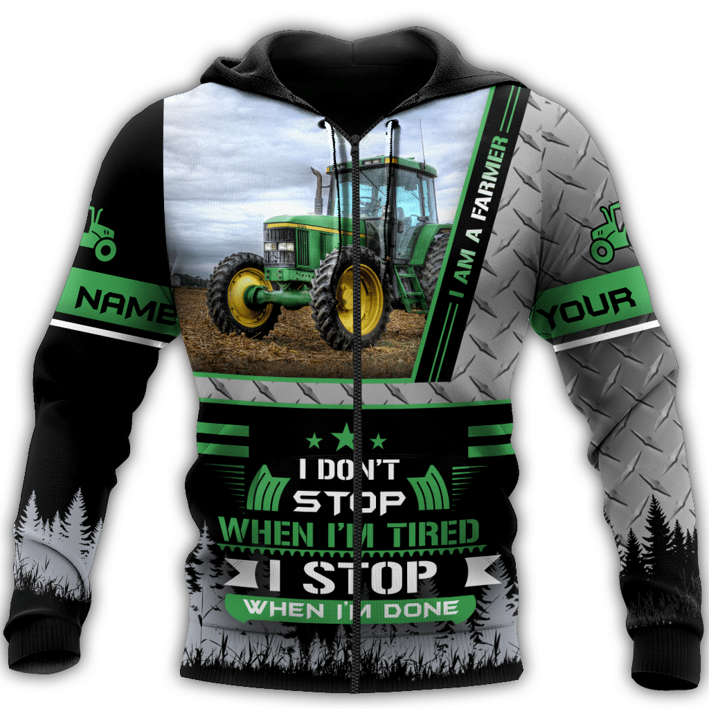 Tractor Green Unisex Shirts Custom Name Hoodie 3D All Over Printed