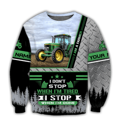 Tractor Green Unisex Shirts Custom Name Hoodie 3D All Over Printed