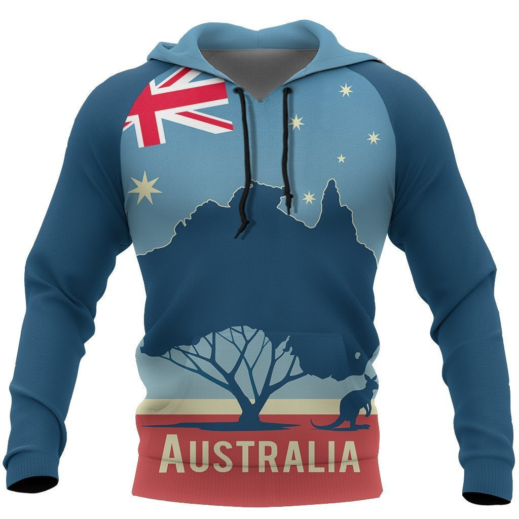 Australia Hoodie Kangaroo Is Under The Tree Map NNK 1408 - Amaze Style™-Apparel