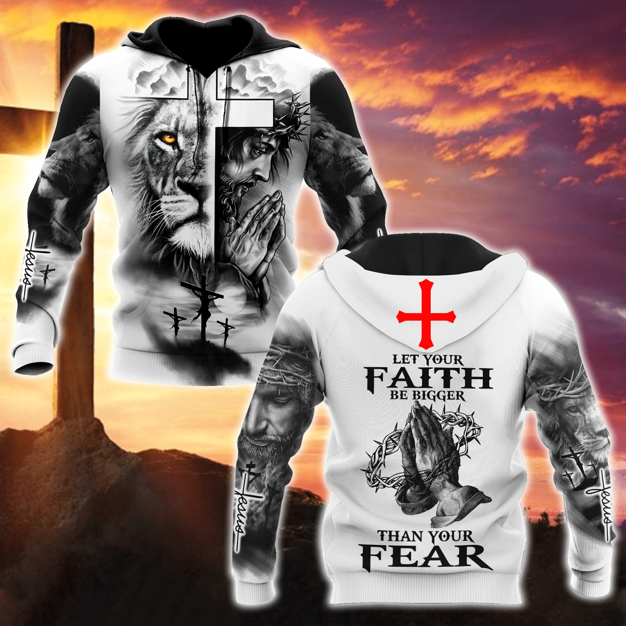 Let Your Faith Be Bigger Than Your Fear Jesus 3D All Over Printed Shirts - Amaze Style™-Apparel