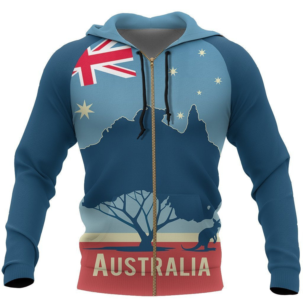 Australia Hoodie Kangaroo Is Under The Tree Map