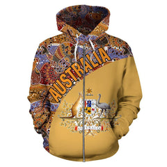 Australia Hoodie Aboriginal Wave Cloak Of Arms 3D All Over Printed For Men Women