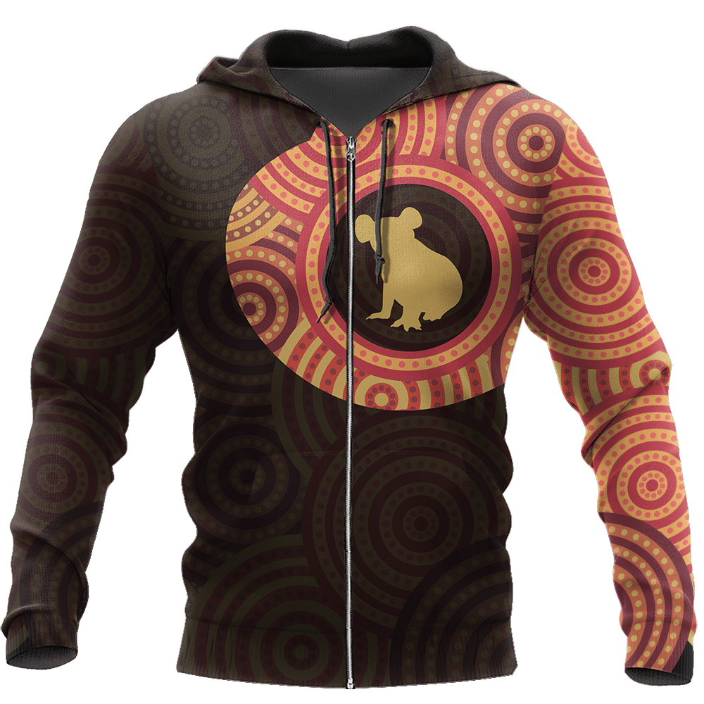 Australia In My Heart Aboriginal Tattoo Koala Hoodie Yellow 3D All Over Printed For Men Women