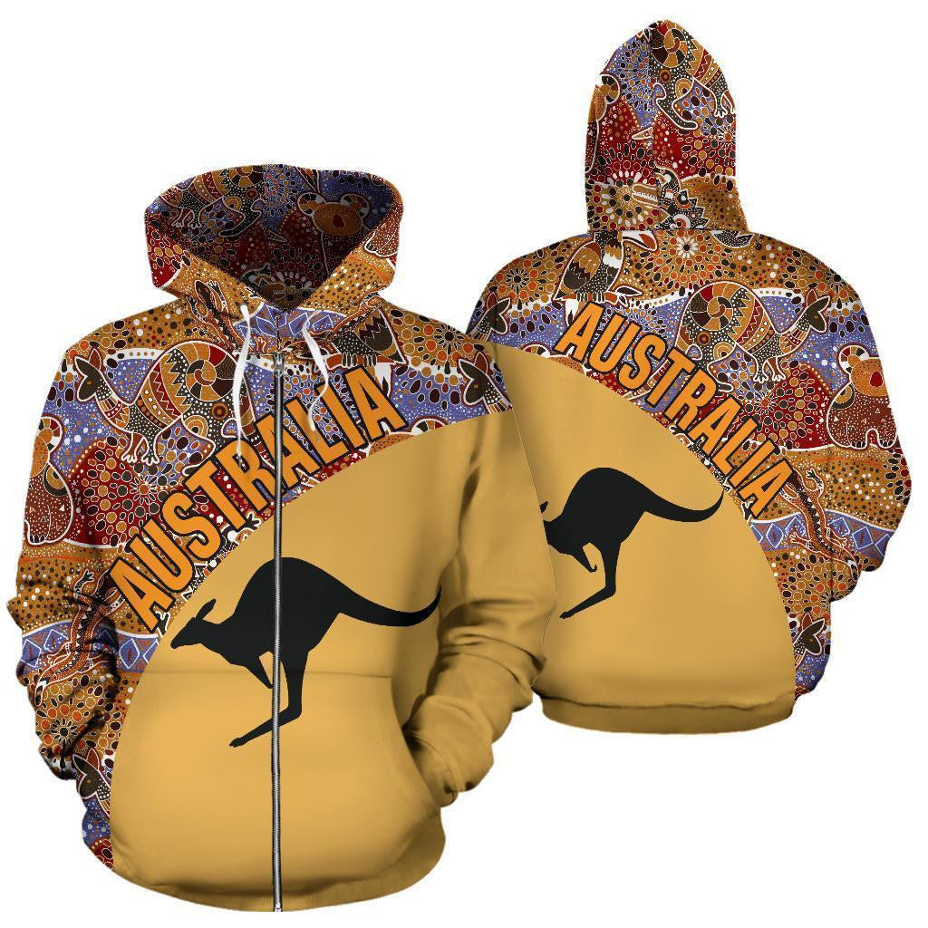 Australia Hoodie Aboriginal Wave Kangaroo 3D All Over Printed For Men Women