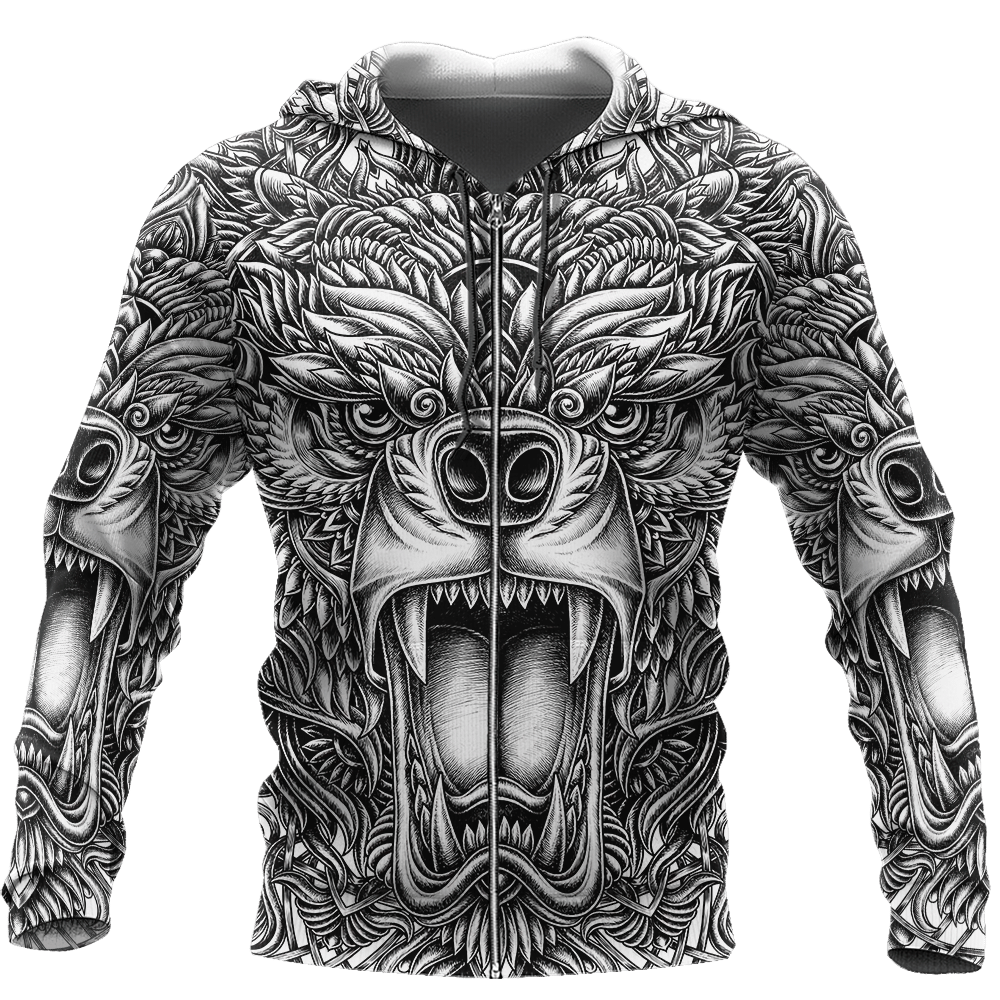 Bear Tattoo 3D All Over Printed Shirts For Men And Wome Hoodie