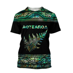 Aoteatoa New Zealand Maori Silver FernPaua Shell 3D All Over Printed Shirt And Short For Man And Women Hoodie