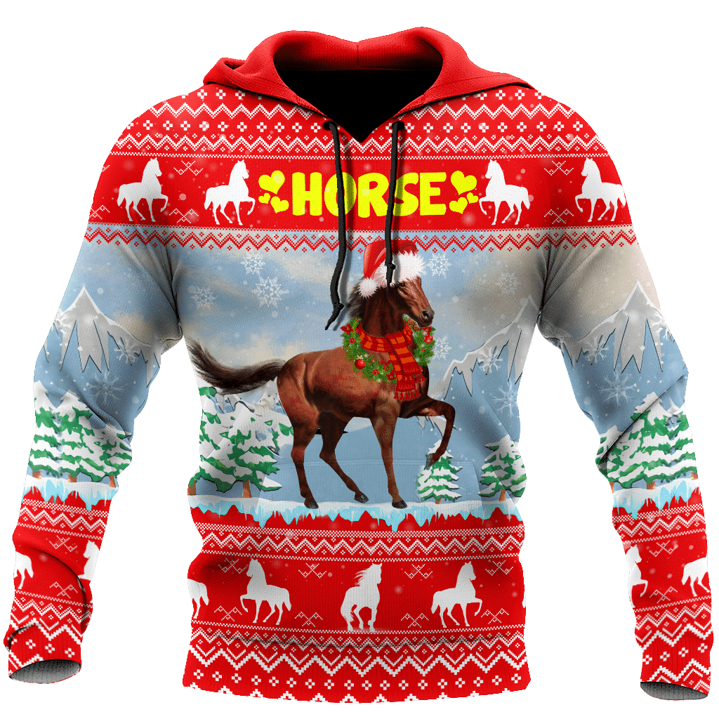 Horse Christmas 3D Shirt For Men And Women Hoodie