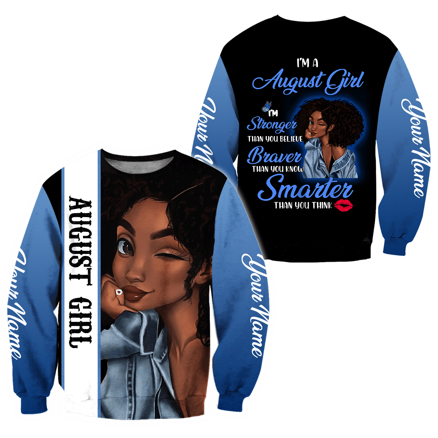 August Girl Cuztomize Name 3D All Over Printed Shirts For Women Hoodie