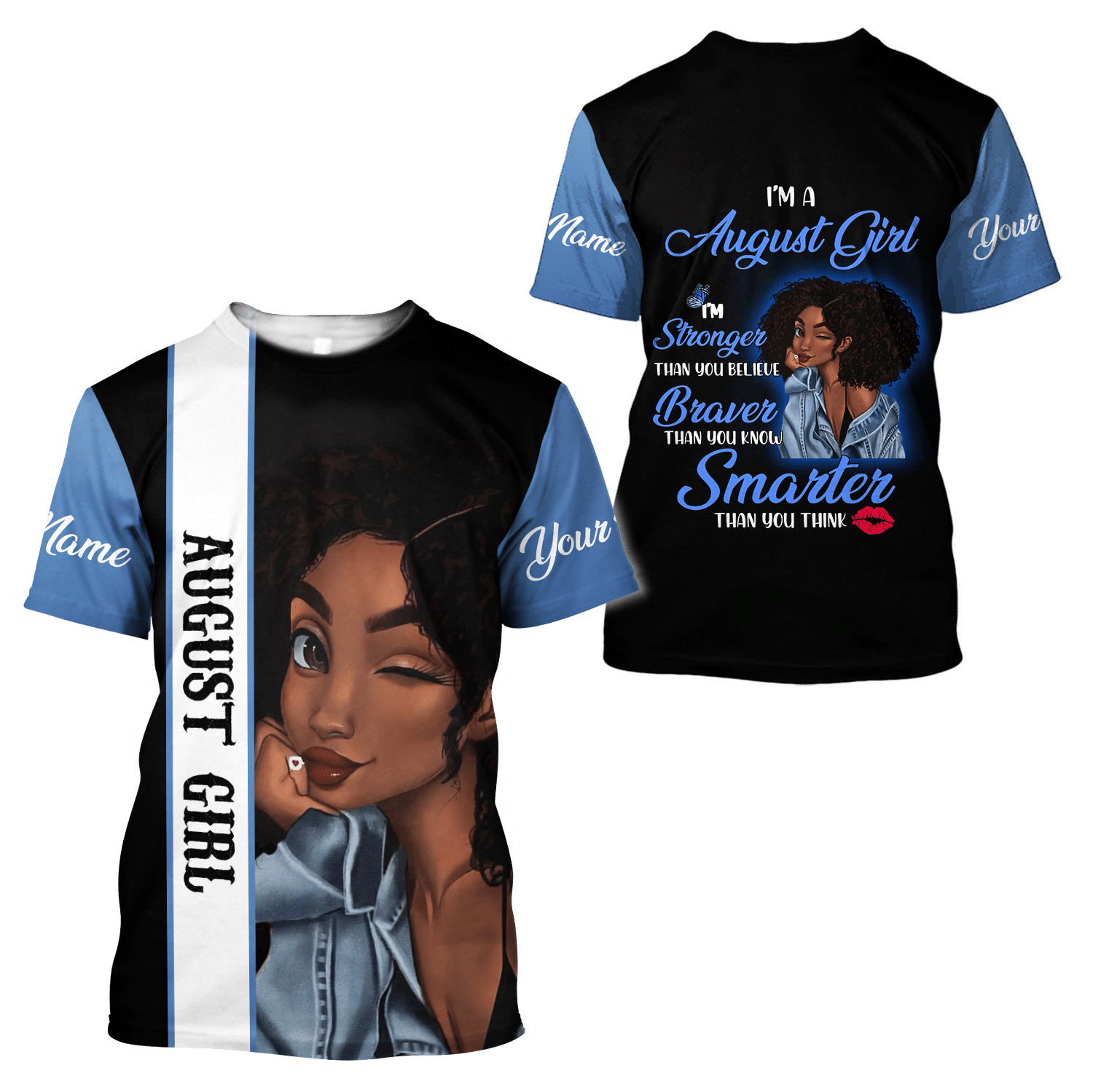 August Girl Cuztomize Name 3D All Over Printed Shirts For Women Hoodie