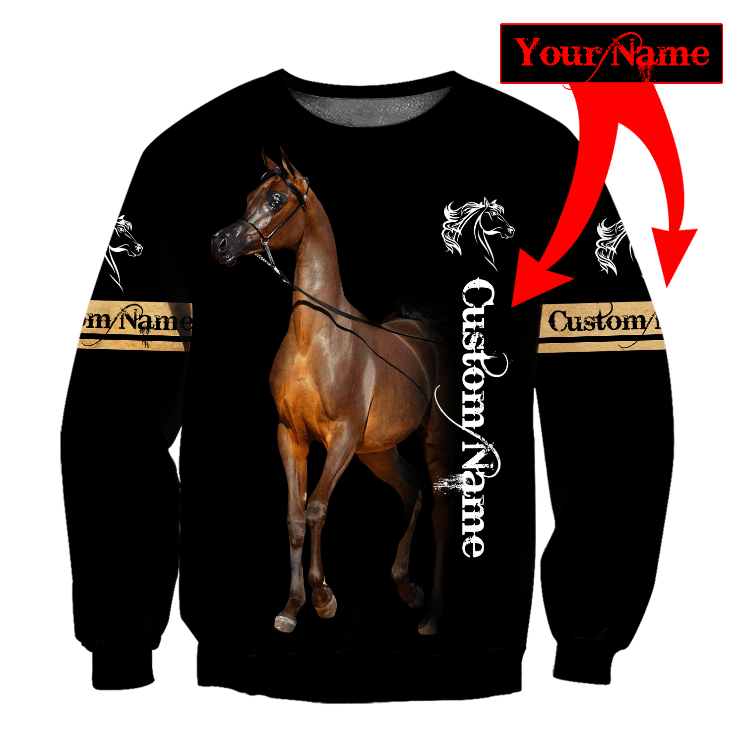 Arabian Horse Custom Name 3D All Over Printed Shirts Hoodie