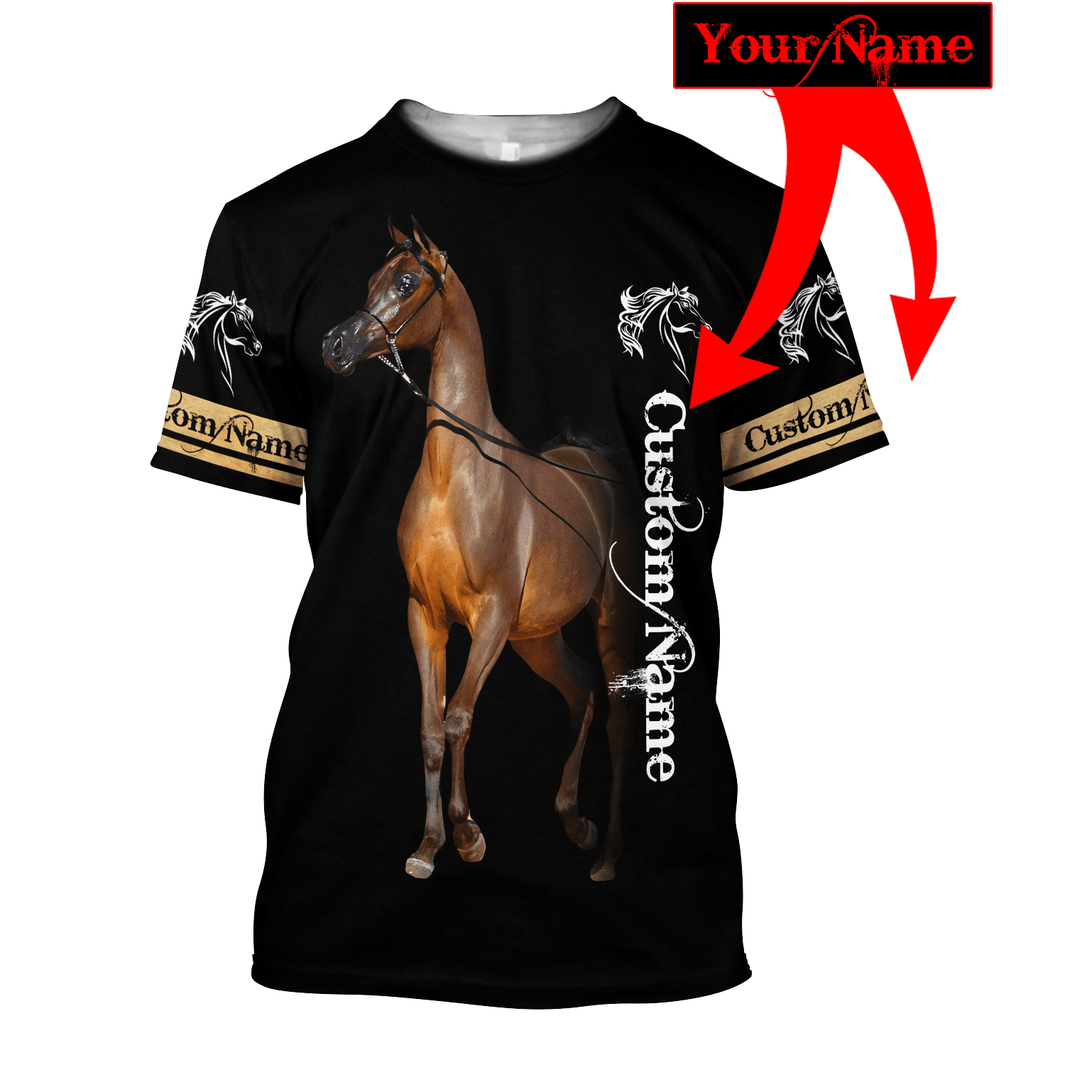 Arabian Horse Custom Name 3D All Over Printed Shirts Hoodie