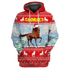 Horse Christmas 3D Shirt For Men And Women Hoodie