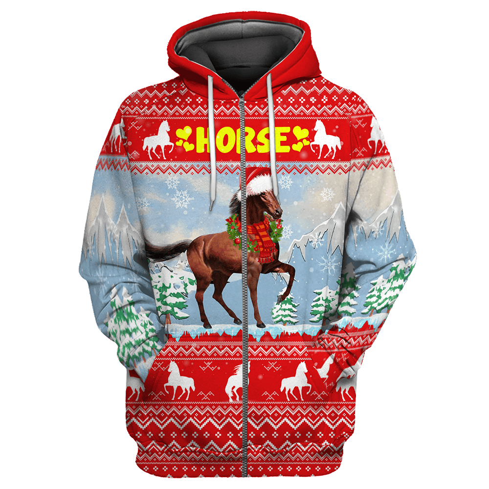 Horse Christmas 3D Shirt For Men And Women Hoodie