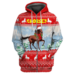 Horse Christmas 3D Shirt For Men And Women Hoodie