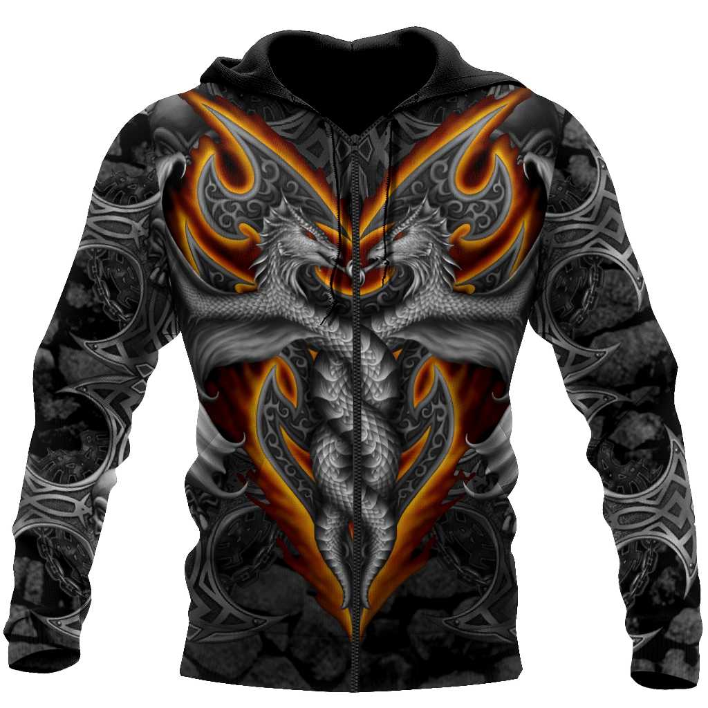 Armor Tattoo And Dungeon Dragon 3D All Over Printed Shirts For Men And Women Hoodie