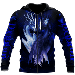 Blue Couple Dragon Love Gift 3D Shirt All Over Printed Shirts For Men And Women Hoodie