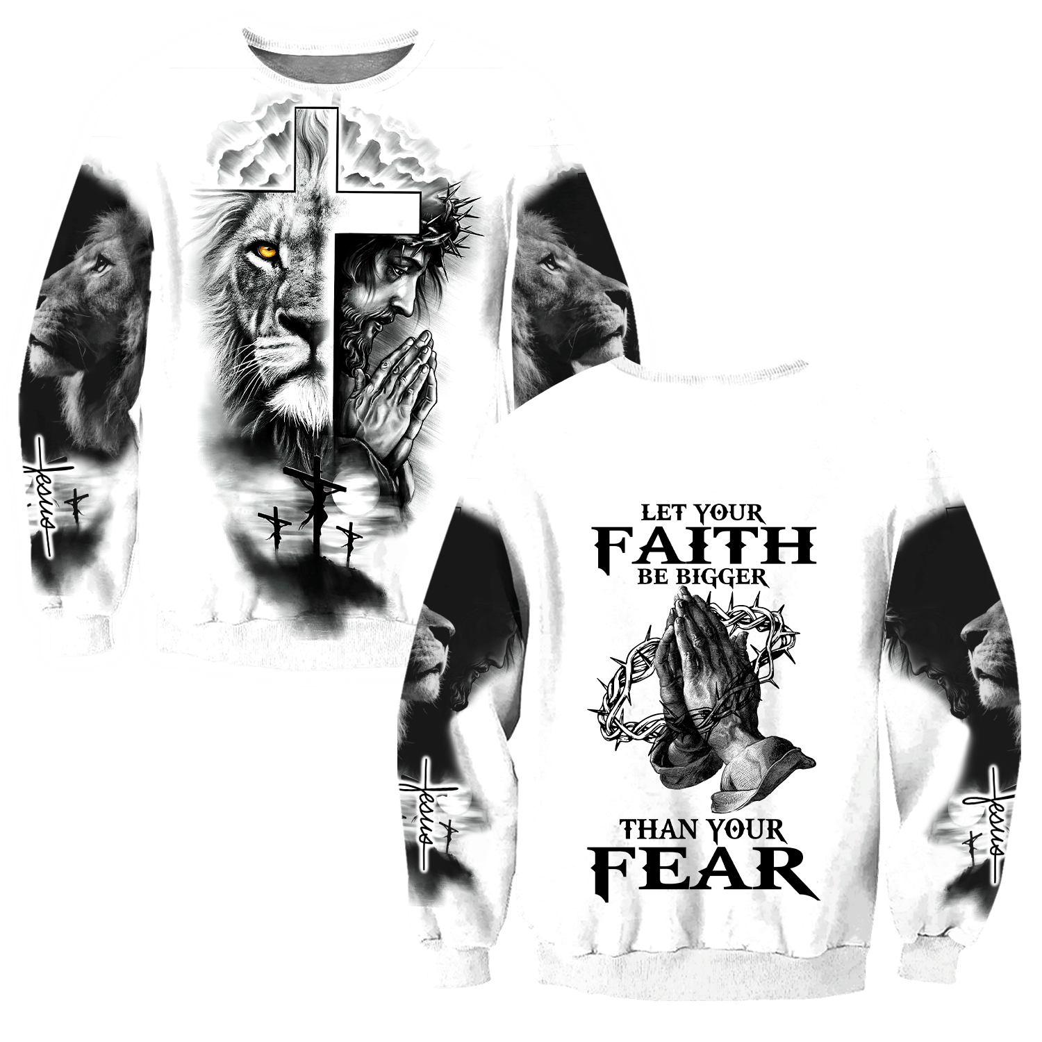 Let Your Faith Be Bigger Than Your Fear Jesus 3D All Over Printed Shirts Hoodie