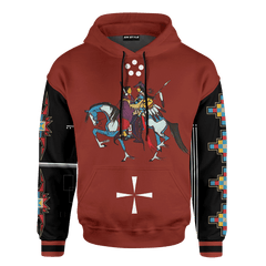 American Indian Horse Tattoo With Native American Pattern For Couple Ledger Art Customized 3D All Over Printed hoodie