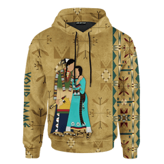 Native American Symbols Of Love Ledger Art Of A Couple In Native American Traditional Cothing Customized 3D All Over Printed hoodie