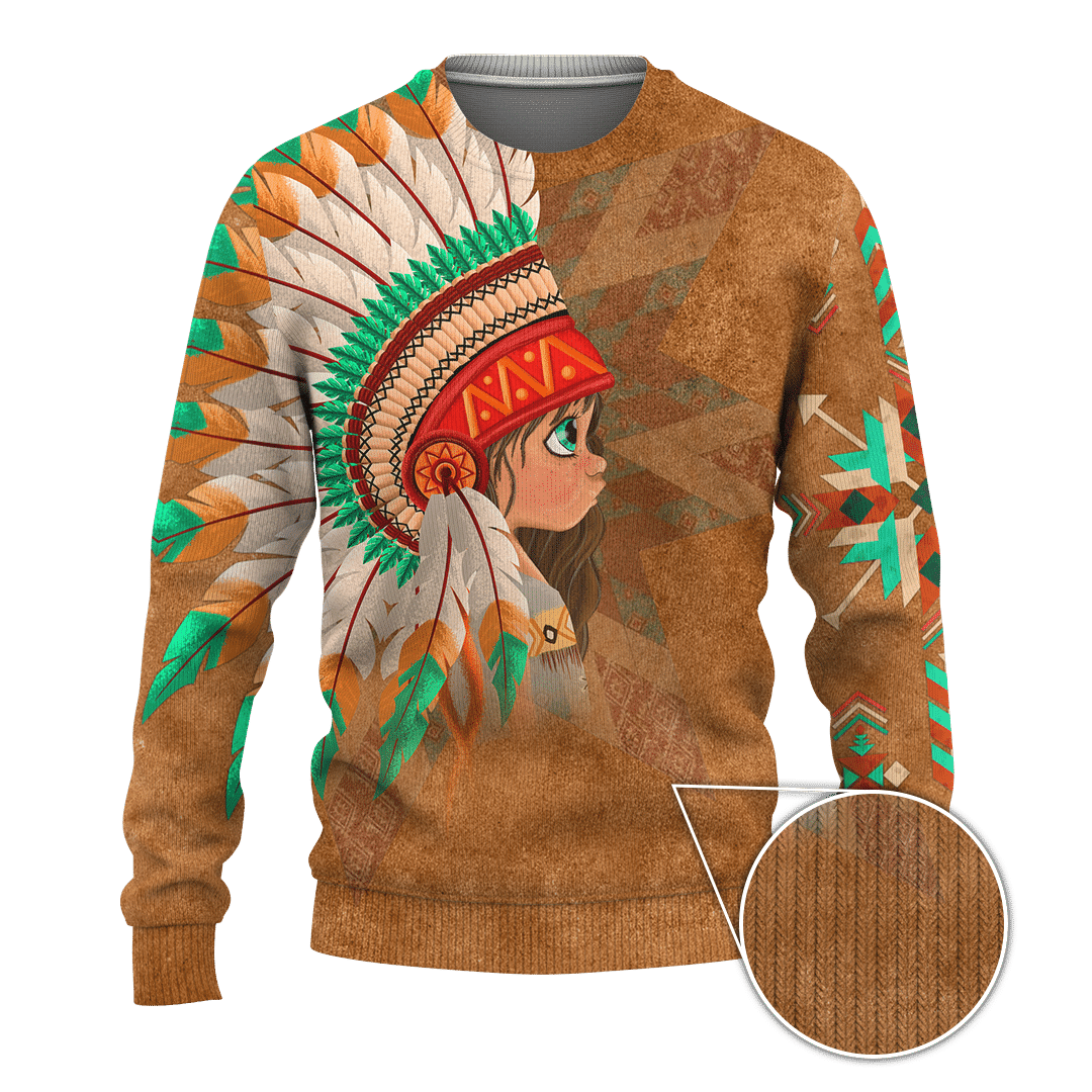 Native American Couple Indian Baby Girl Customized 3D All Over Printed hoodie