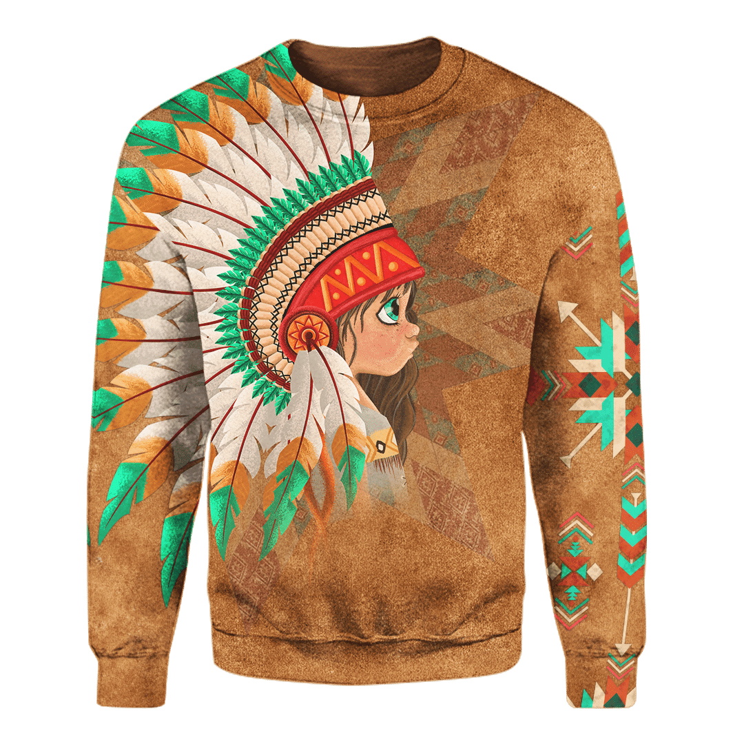 Native American Couple Indian Baby Girl Customized 3D All Over Printed hoodie