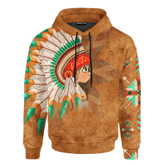 Native American Couple Indian Baby Girl Customized 3D All Over Printed hoodie