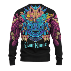 Aztec Eagle Guerrera Deities Mural Art Customized 3D All Over Printed hoodie