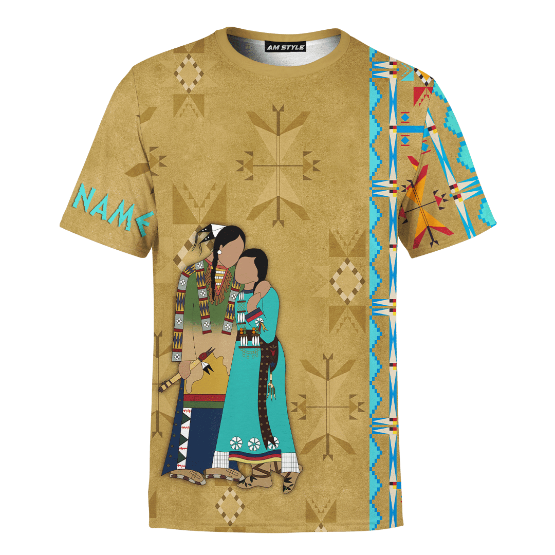 Native American Symbols Of Love Ledger Art Of A Couple In Native American Traditional Cothing Tribal Pattern Customized 3D All Over Printed Shirt Hoodie