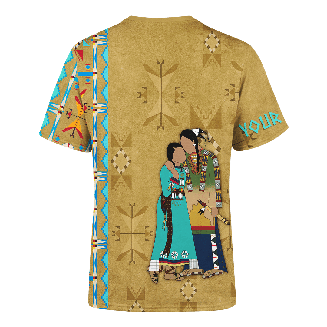 Native American Symbols Of Love Ledger Art Of A Couple In Native American Traditional Cothing Tribal Pattern Customized 3D All Over Printed Shirt Hoodie