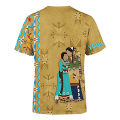 Native American Symbols Of Love Ledger Art Of A Couple In Native American Traditional Cothing Tribal Pattern Customized 3D All Over Printed Shirt Hoodie