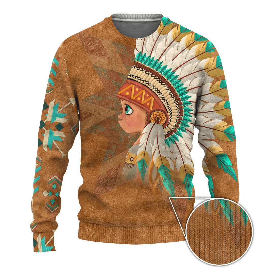 Native American Couple Indian Baby Boy Customized 3D All Over Printed hoodie