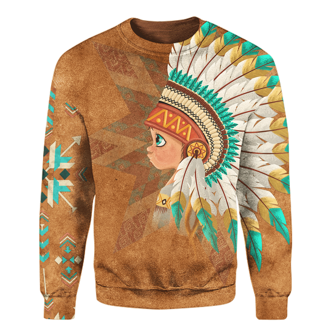 Native American Couple Indian Baby Boy Customized 3D All Over Printed hoodie