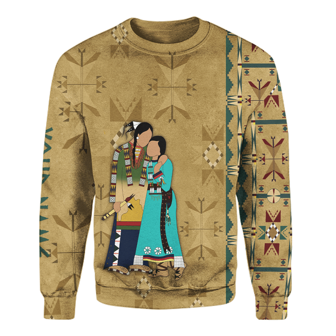 Native American Symbols Of Love Ledger Art Of A Couple In Native American Traditional Cothing Customized 3D All Over Printed hoodie