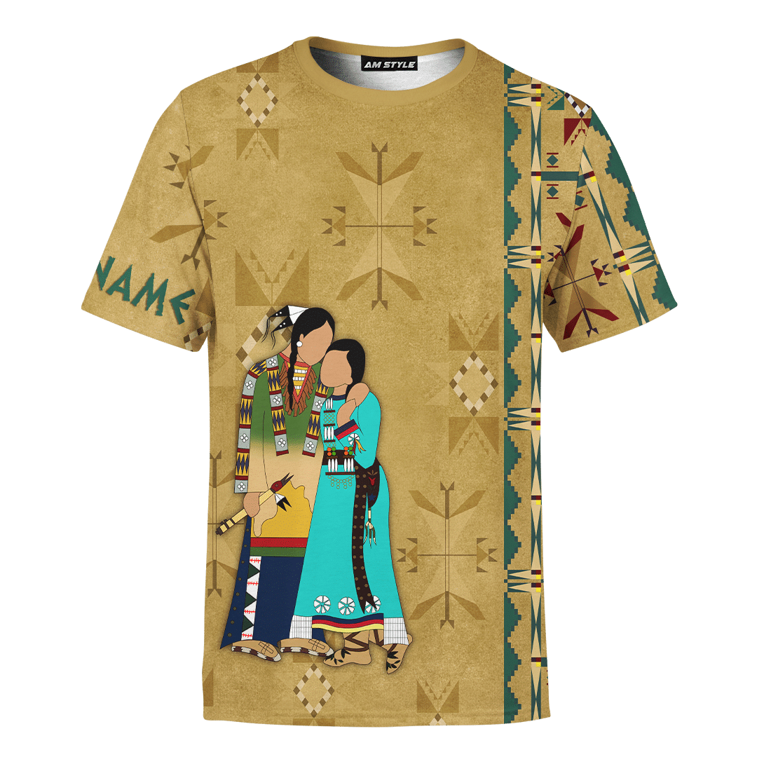 Native American Symbols Of Love Ledger Art Of A Couple In Native American Traditional Cothing Customized 3D All Over Printed hoodie