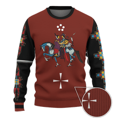 American Indian Horse Tattoo With Native American Pattern For Couple Ledger Art Customized 3D All Over Printed hoodie