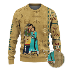 Native American Symbols Of Love Ledger Art Of A Couple In Native American Traditional Cothing Customized 3D All Over Printed hoodie